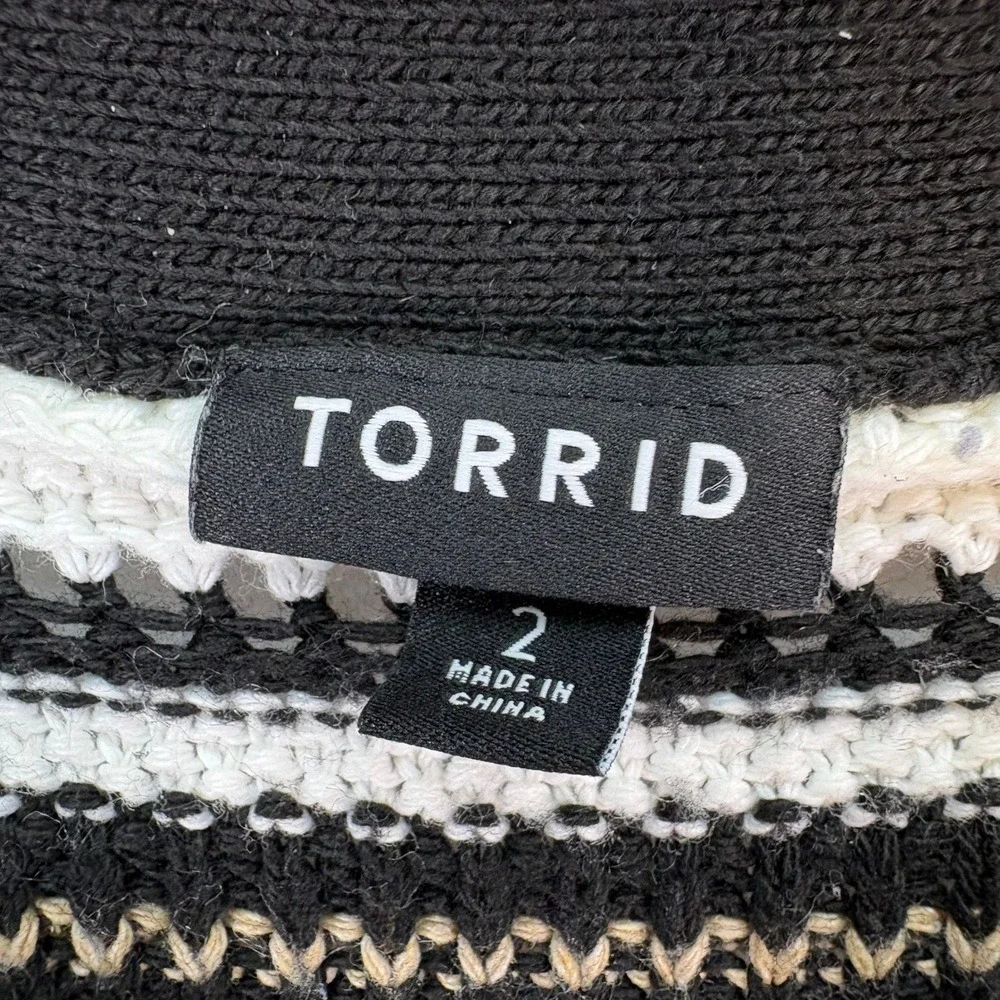 Torrid Black White Striped Lace Up‎ Knit Sweater Vest Womens 2X Dark Academia